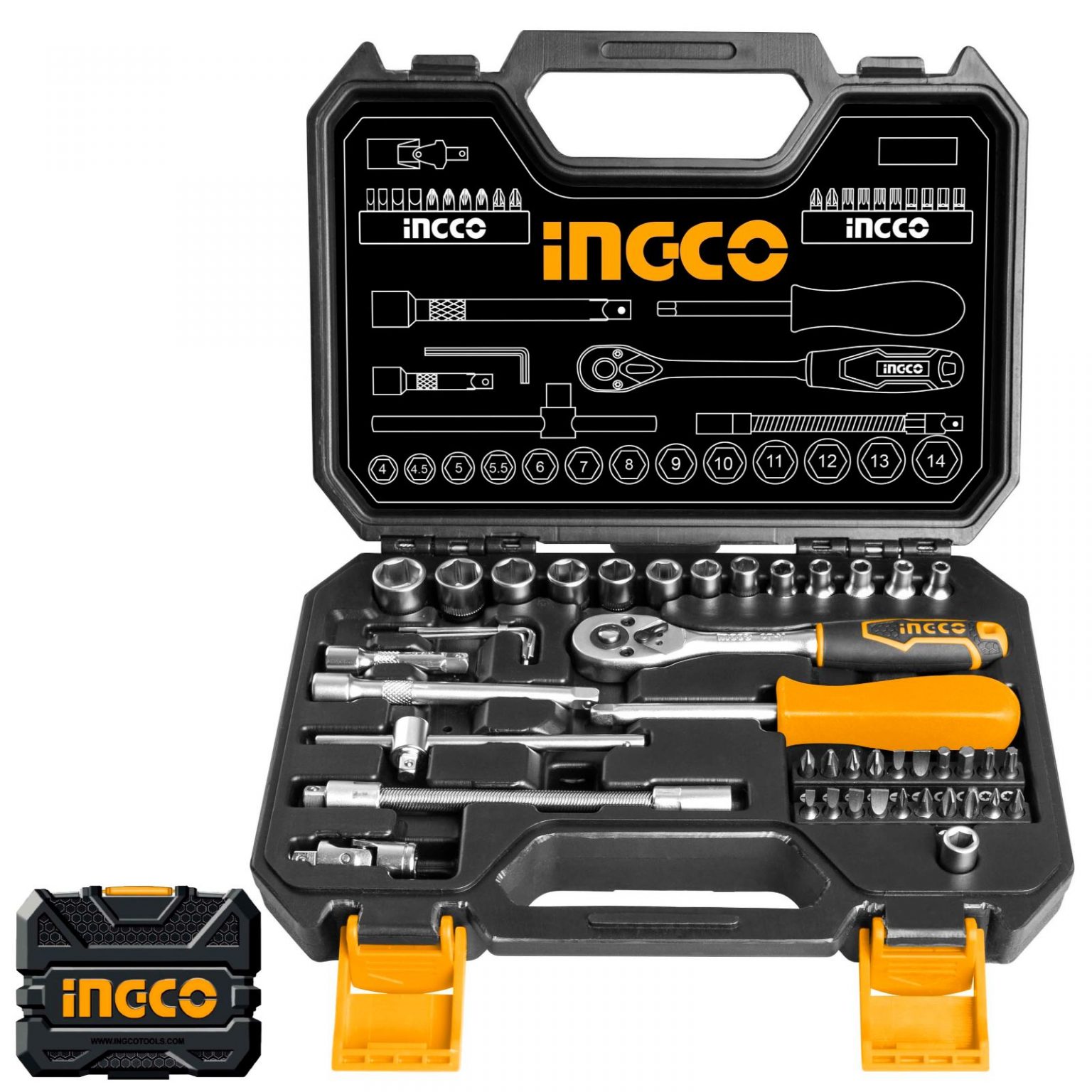 Socket Set 1/4″ (45 Piece) (Industrial) Ingco Tools South Africa